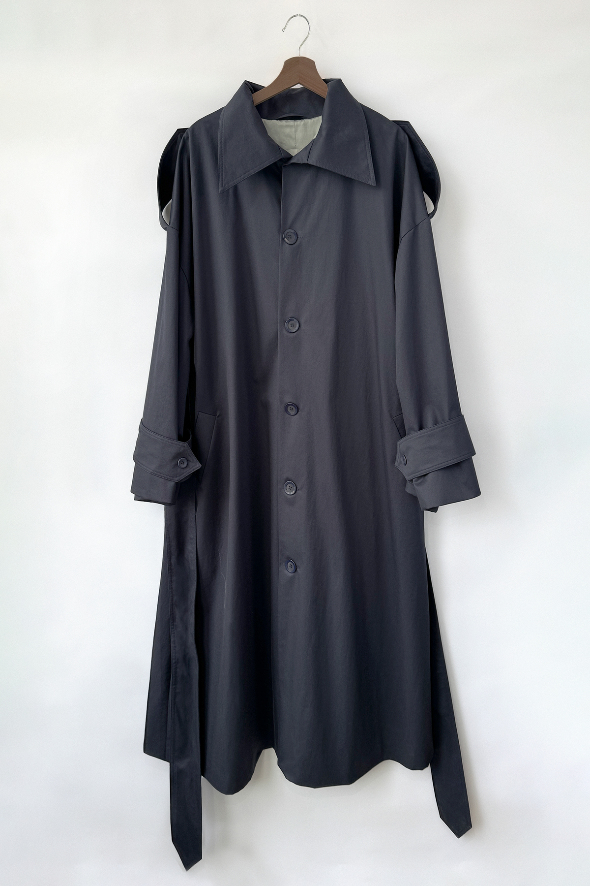 Pleated Kimono Coat Navy